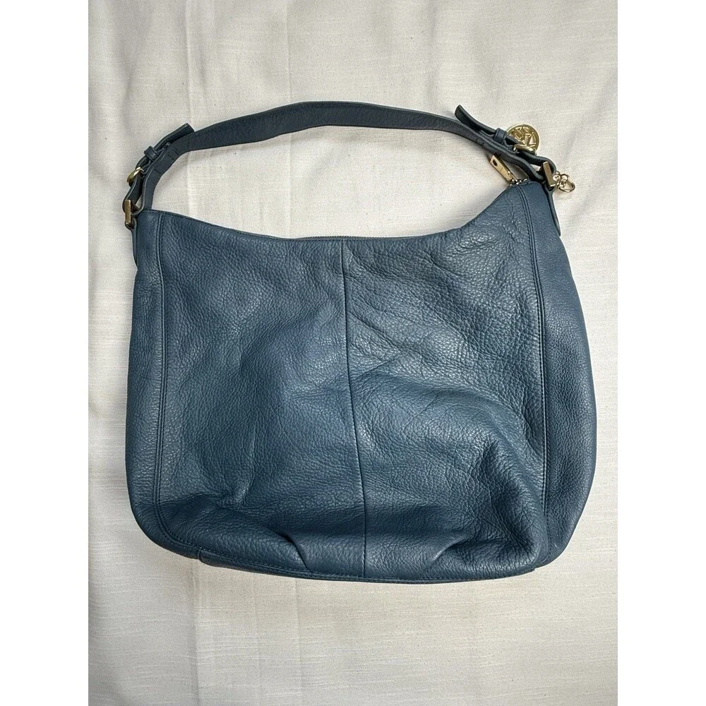 DKNY Donna Karen New York Pebble Leather Ocean Blue Hobo Shoulder Bag